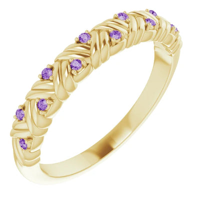 Juliette Round Gemstones 1/2 Eternity Woven Band