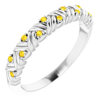 Juliette Round Gemstones 1/2 Eternity Woven Band