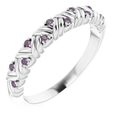 Juliette Round Gemstones 1/2 Eternity Woven Band