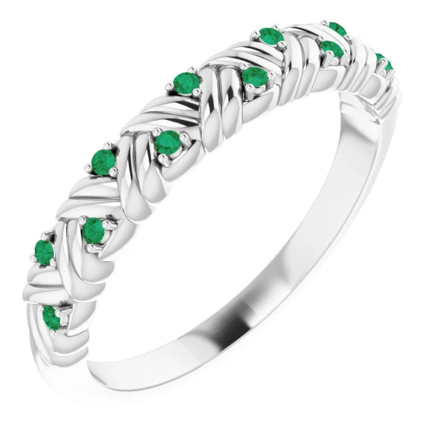 Juliette Round Gemstones 1/2 Eternity Woven Band