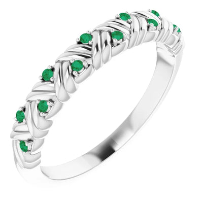 Juliette Round Gemstones 1/2 Eternity Woven Band