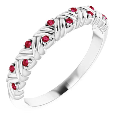 Juliette Round Gemstones 1/2 Eternity Woven Band