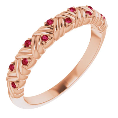Juliette Round Gemstones 1/2 Eternity Woven Band