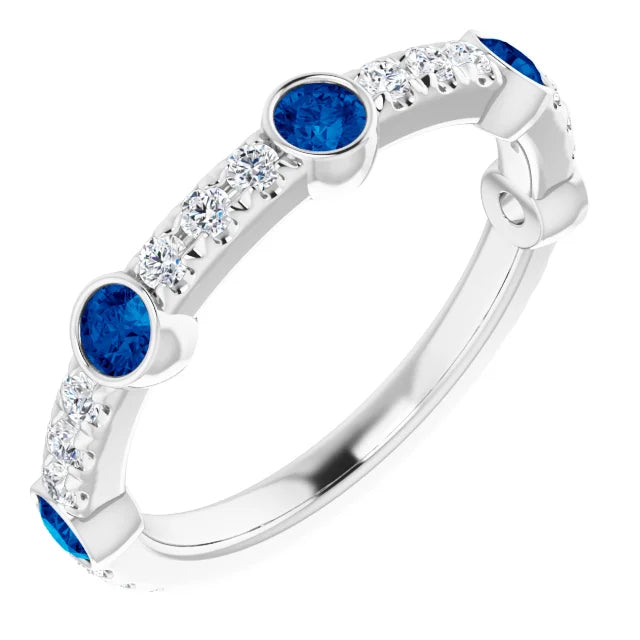 Kenla Round Gemstones 3/4 Eternity Wedding & Anniversary Band