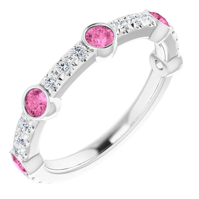 Kenla Round Gemstones 3/4 Eternity Wedding & Anniversary Band