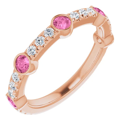 Kenla Round Gemstones 3/4 Eternity Wedding & Anniversary Band