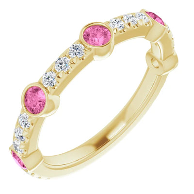 Kenla Round Gemstones 3/4 Eternity Wedding & Anniversary Band