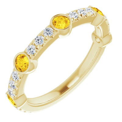 Kenla Round Gemstones 3/4 Eternity Wedding & Anniversary Band