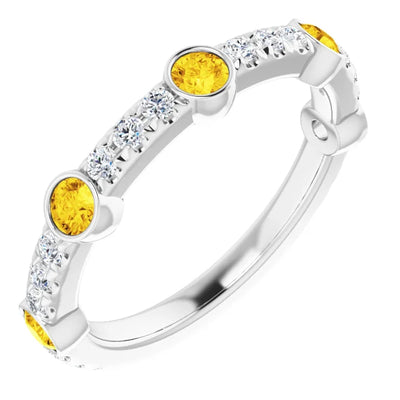 Kenla Round Gemstones 3/4 Eternity Wedding & Anniversary Band