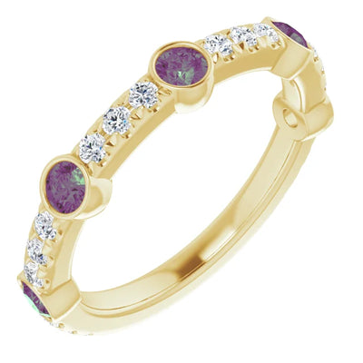 Kenla Round Gemstones 3/4 Eternity Wedding & Anniversary Band