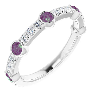 Kenla Round Gemstones 3/4 Eternity Wedding & Anniversary Band