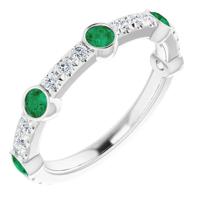 Kenla Round Gemstones 3/4 Eternity Wedding & Anniversary Band