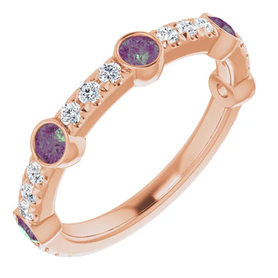 Kenla Round Gemstones 3/4 Eternity Wedding & Anniversary Band