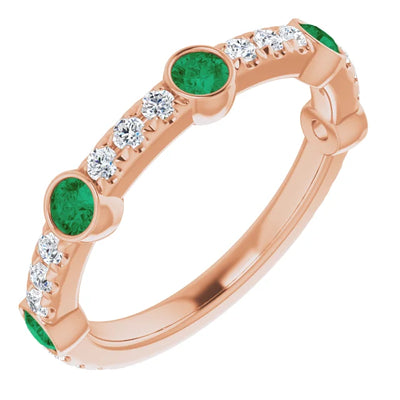 Kenla Round Gemstones 3/4 Eternity Wedding & Anniversary Band