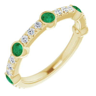 Kenla Round Gemstones 3/4 Eternity Wedding & Anniversary Band