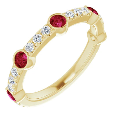 Kenla Round Gemstones 3/4 Eternity Wedding & Anniversary Band