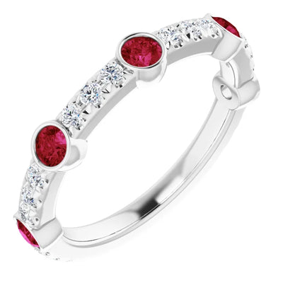 Kenla Round Gemstones 3/4 Eternity Wedding & Anniversary Band