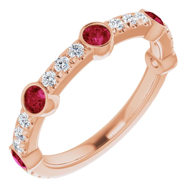 Kenla Round Gemstones 3/4 Eternity Wedding & Anniversary Band