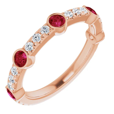Kenla Round Gemstones 3/4 Eternity Wedding & Anniversary Band
