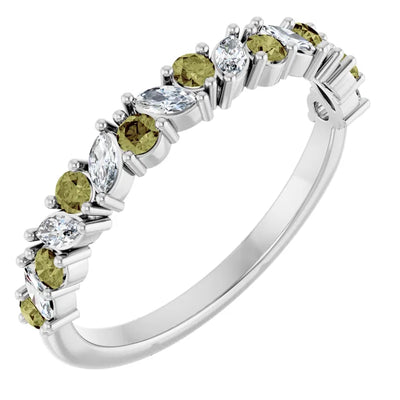 Juliette Round and Marquise Gemstones 1/2 Eternity Under Bezel Wedding & Anniversary Band