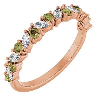 Juliette Round and Marquise Gemstones 1/2 Eternity Under Bezel Wedding & Anniversary Band