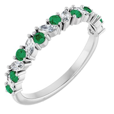 Juliette Round and Marquise Gemstones 1/2 Eternity Under Bezel Wedding & Anniversary Band