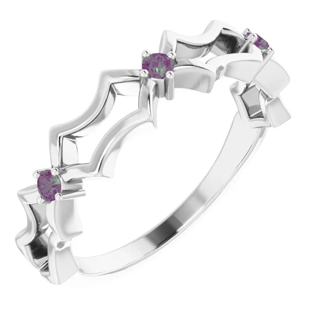 Juliette Round Gemstones 1/2 Eternity Wedding & Anniversary Band
