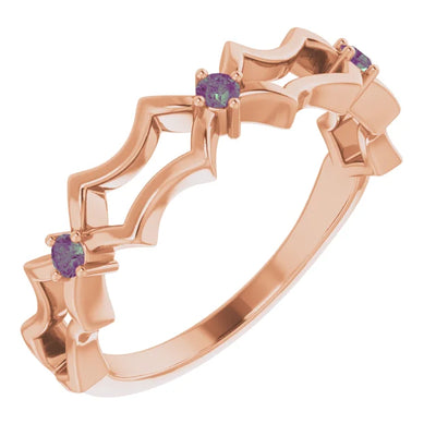 Juliette Round Gemstones 1/2 Eternity Wedding & Anniversary Band