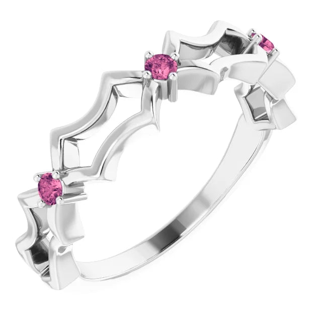 Juliette Round Gemstones 1/2 Eternity Wedding & Anniversary Band