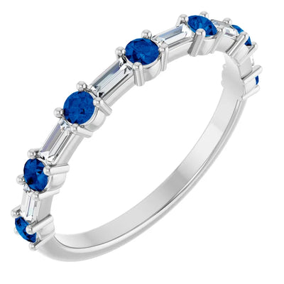 Juliette Round and Straight Baguette Diamond 1/2 Eternity Double Shared Prong Set Band