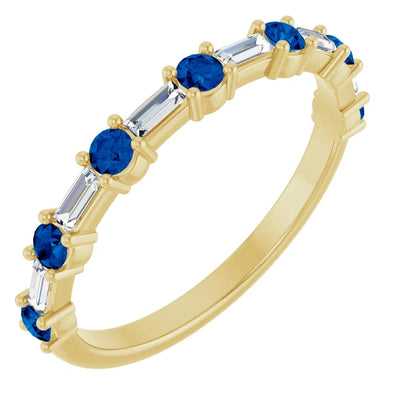 Juliette Round and Straight Baguette Diamond 1/2 Eternity Double Shared Prong Set Band