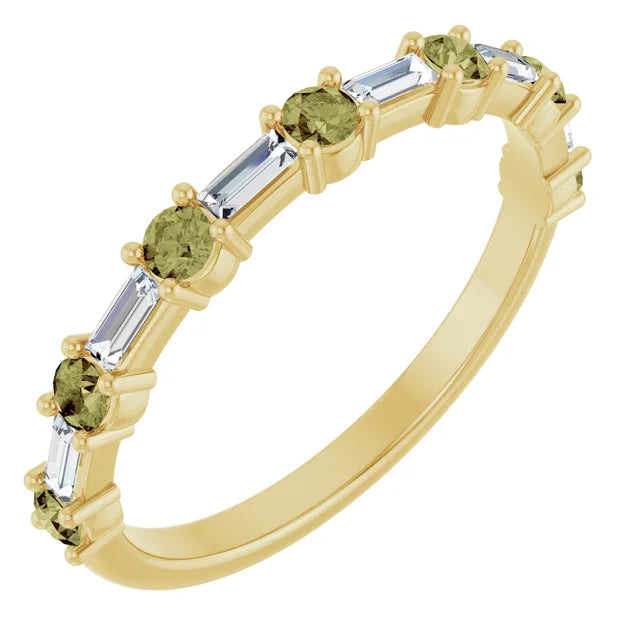 Juliette Round and Straight Baguette Diamond 1/2 Eternity Double Shared Prong Set Band