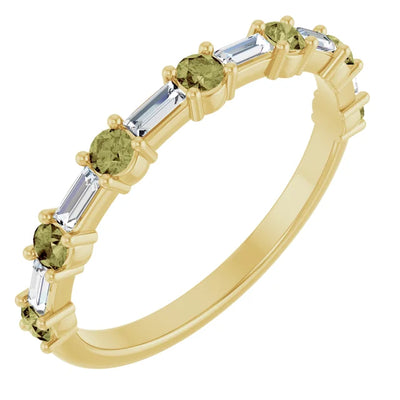 Juliette Round and Straight Baguette Diamond 1/2 Eternity Double Shared Prong Set Band