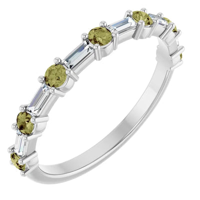 Juliette Round and Straight Baguette Diamond 1/2 Eternity Double Shared Prong Set Band