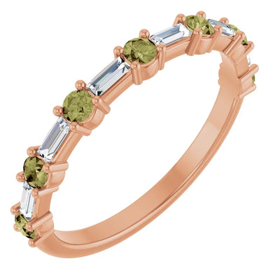 Juliette Round and Straight Baguette Diamond 1/2 Eternity Double Shared Prong Set Band