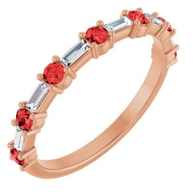 Juliette Round and Straight Baguette Diamond 1/2 Eternity Double Shared Prong Set Band