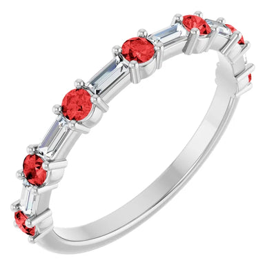 Juliette Round and Straight Baguette Diamond 1/2 Eternity Double Shared Prong Set Band