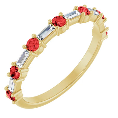 Juliette Round and Straight Baguette Diamond 1/2 Eternity Double Shared Prong Set Band