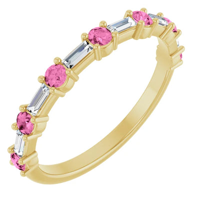 Juliette Round and Straight Baguette Diamond 1/2 Eternity Double Shared Prong Set Band