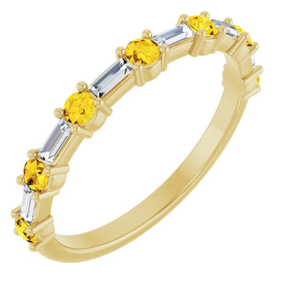 Juliette Round and Straight Baguette Diamond 1/2 Eternity Double Shared Prong Set Band