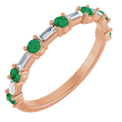 Juliette Round and Straight Baguette Diamond 1/2 Eternity Double Shared Prong Set Band