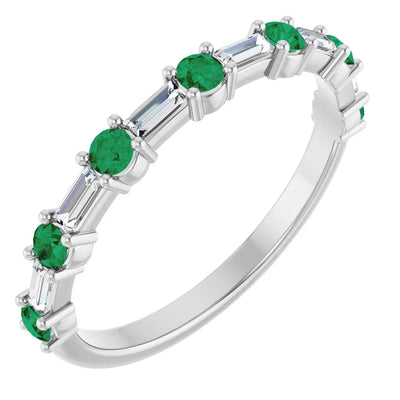 Juliette Round and Straight Baguette Diamond 1/2 Eternity Double Shared Prong Set Band
