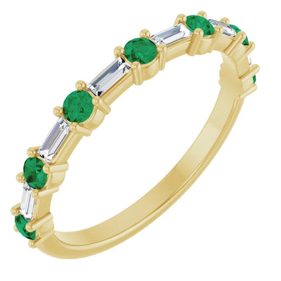 Juliette Round and Straight Baguette Diamond 1/2 Eternity Double Shared Prong Set Band