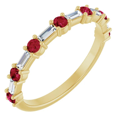 Juliette Round and Straight Baguette Diamond 1/2 Eternity Double Shared Prong Set Band