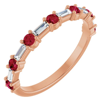 Juliette Round and Straight Baguette Diamond 1/2 Eternity Double Shared Prong Set Band