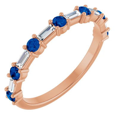 Juliette Round and Straight Baguette Diamond 1/2 Eternity Double Shared Prong Set Band