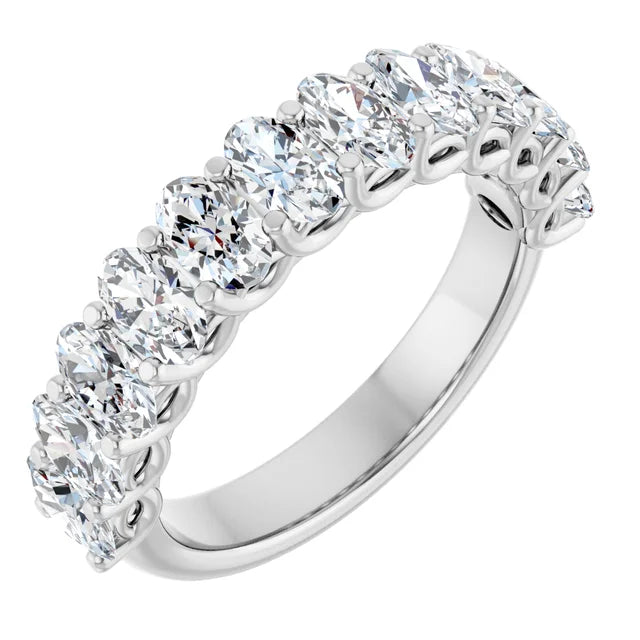 Juliette 5x3mm Oval Gemstones 1/2 Eternity Wedding & Anniversary Band