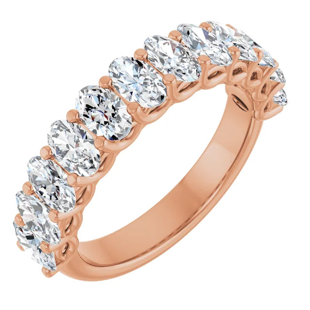 Juliette 5x3mm Oval Gemstones 1/2 Eternity Wedding & Anniversary Band