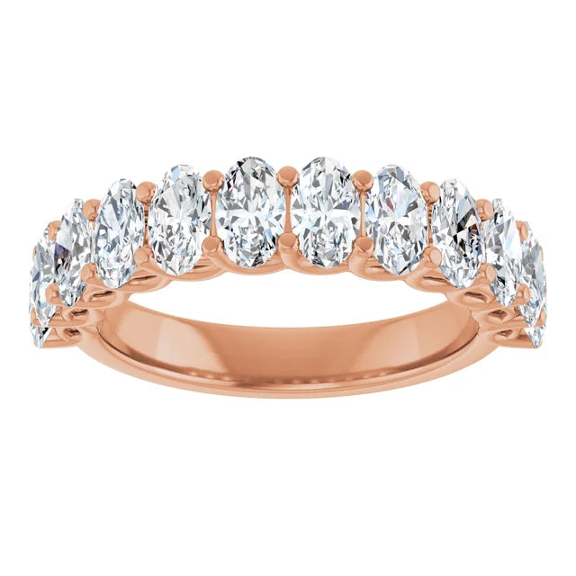 Juliette 5x3mm Oval Gemstones 1/2 Eternity Wedding & Anniversary Band