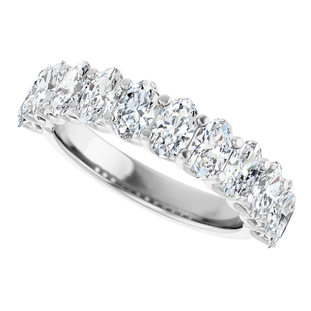 Juliette 5x3mm Oval Gemstones 1/2 Eternity Wedding & Anniversary Band